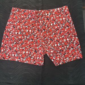 Red and White Bike Shorts with Playful Pattern